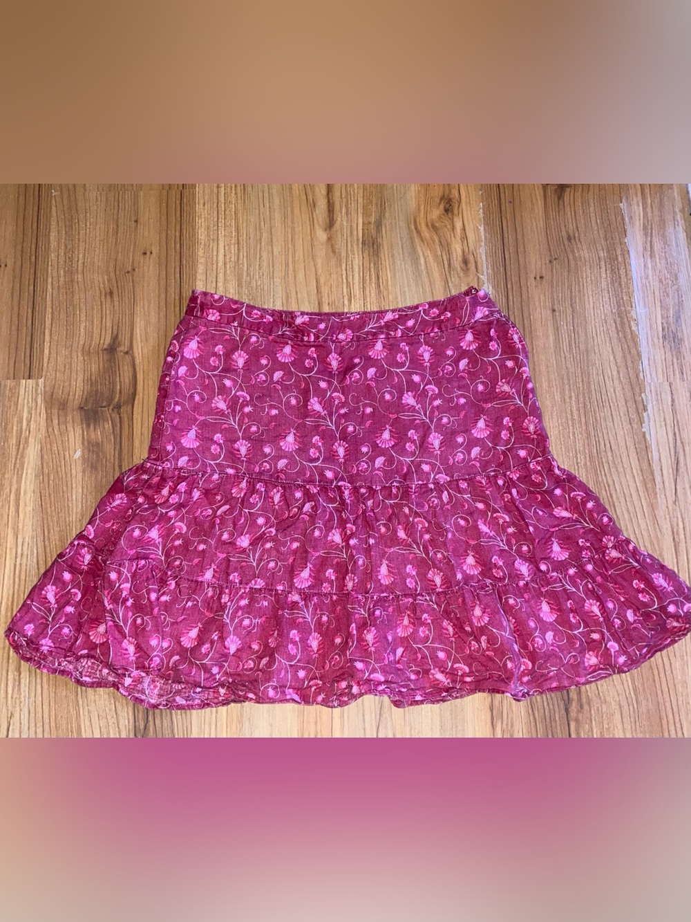 GAP Women's Magenta Floral Tiered Skater Skirt